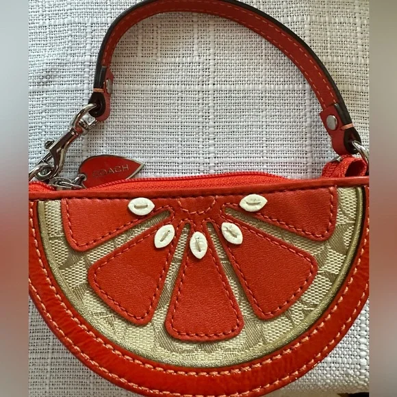 Bags | Coach Fruit Coin Purse Orange Slice Keychain And Coin Purse